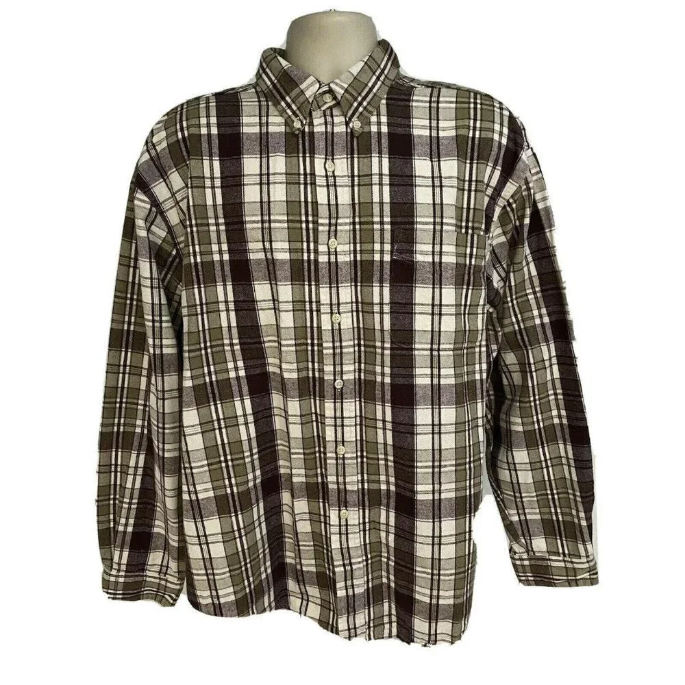 Eddie Bauer Flannel Plaid Button Front Shirt XL
